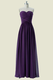 Grape Strapless Sweetheart A-Line Chiffon Bridesmaid Dresses