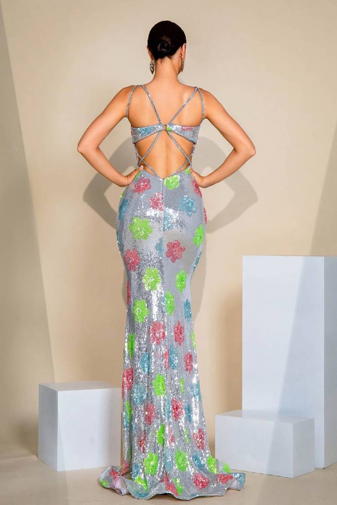 Sequined Mermaid Long Evening Dresses with Slit