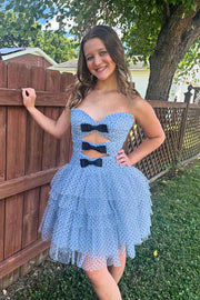 Stylish Strapless Sweetheart Tulle Short A-Line Homecoming Dress