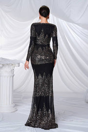 Mermaid Sequin Long Sleeves Evening Dresses