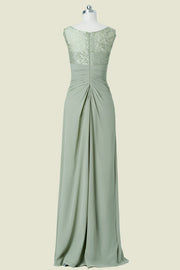 Dusty Sage Asymmetrical A-Line Floor-Length Chiffon Bridesmaid Dresses