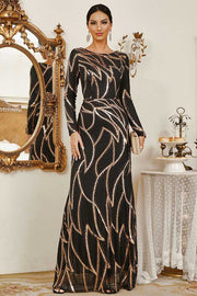 Floor-Length Jewel Neck Long Sleeves Column Evening Dresses