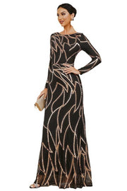 Floor-Length Jewel Neck Long Sleeves Column Evening Dresses