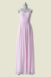 Pink Sweetheart Straps A-Line Chiffon Bridesmaid Dresses