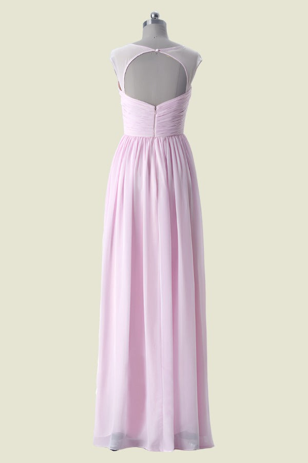 Pink Sweetheart Straps A-Line Chiffon Bridesmaid Dresses