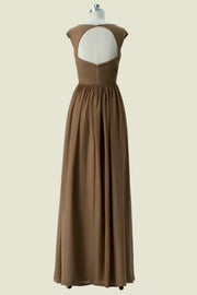 Brown Sweetheart Straps A-Line Chiffon Bridesmaid Dresses