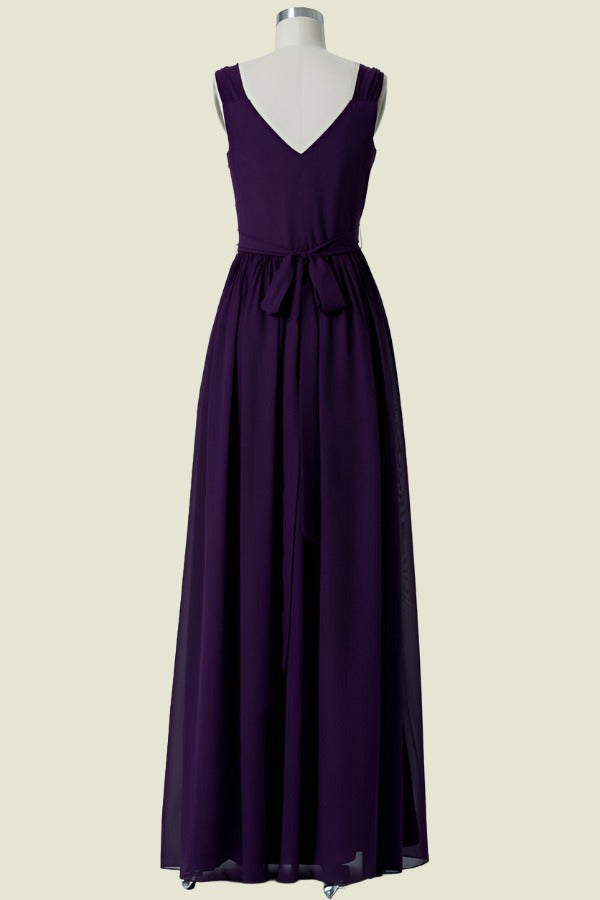 Regency V-Neck Sleeveless A-Line Chiffon Bridesmaid Dresses