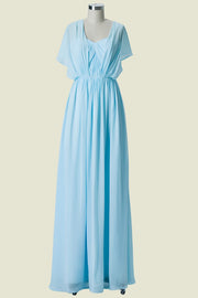 Light Blue Sweetheart Strapless A-Line Floor-Length Chiffon Bridesmaid Dresses