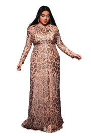 Plus Size Jewel Neck Column Sequin Prom Evening Dresses with Long Sleeves