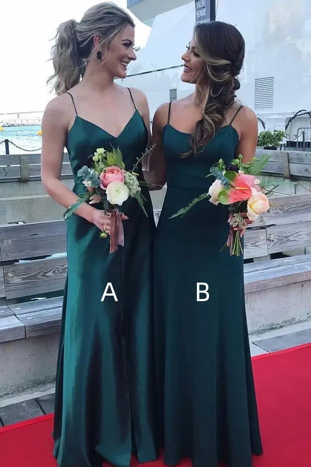 Charming Spaghetti Straps A-Line Satin Bridesmaid Dresses