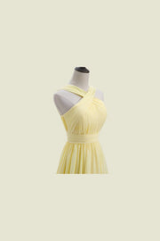 Daffodil Sleeveless Cross Straps A-Line Long Chiffon Bridesmaid Dresses