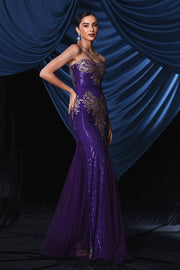 Regency Strapless Mermaid Sequin Prom Evening Dresses