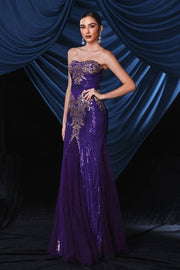 Regency Strapless Mermaid Sequin Prom Evening Dresses