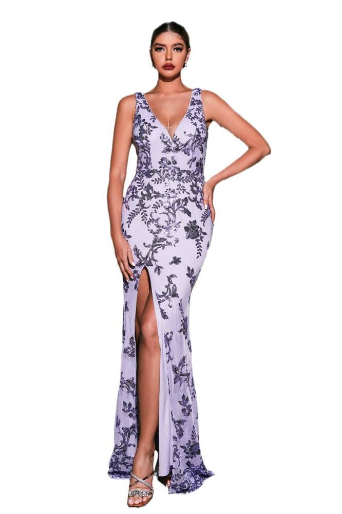 V-Neck Sleeveless Mermaid Prom Evening Dresses with Slit