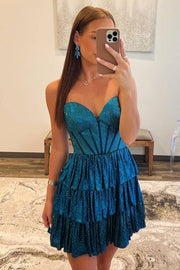 Chic Sequined Sweetheart Strapless Short Homecoming Dress