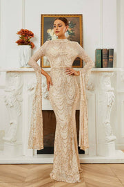 Sequined Long Sleeves Mermaid Evening Dresses