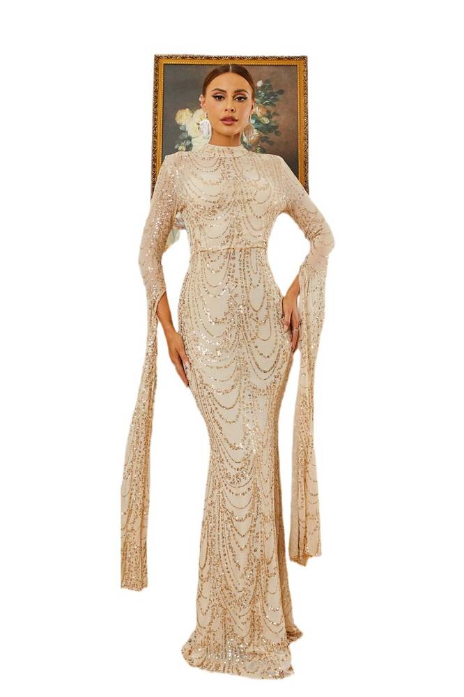 Sequined Long Sleeves Mermaid Evening Dresses