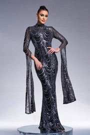 Sequined Long Sleeves Mermaid Evening Dresses