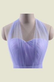 Lavender One-Shoulder Sweetheart A-Line Tulle Bridesmaid Dresses with Sash