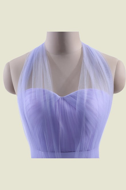 Lavender One-Shoulder Sweetheart A-Line Tulle Bridesmaid Dresses with Sash