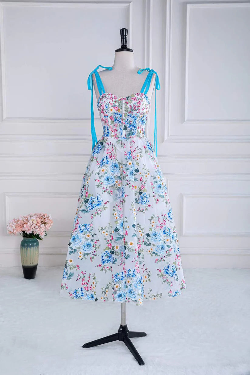 Charming Sweetheart Sleeveless A-Line Floral Print Party Dresses