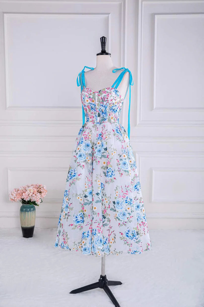 Charming Sweetheart Sleeveless A-Line Floral Print Party Dresses