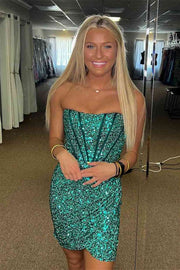 Jade Strapless Sheath Sequined Homecoming Dresses