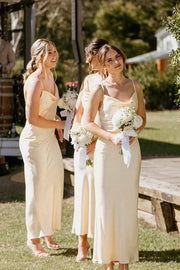 Fabulous Cowl Neck Spaghetti Straps Mermaid Satin Bridesmaid Dresses