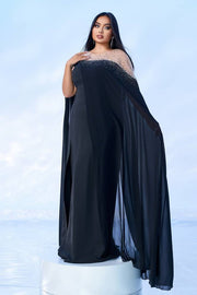 Plus Size Black Jewel Neck Mermaid Prom Dresses with Slit