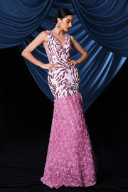 Floor-Length V-Neck Mermaid Sequin Prom Evening Dresses with Slit