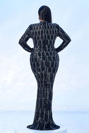 Plus Size Mermaid Long Sleeves Sequin Evening Dresses