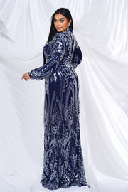 Plus Size Long Sleeves Mermaid Sequin Evening Dresses