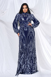 Plus Size Long Sleeves Mermaid Sequin Evening Dresses