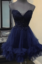 Gorgeous Sweetheart Strapless A-Line Tulle Short Homecoming Dress