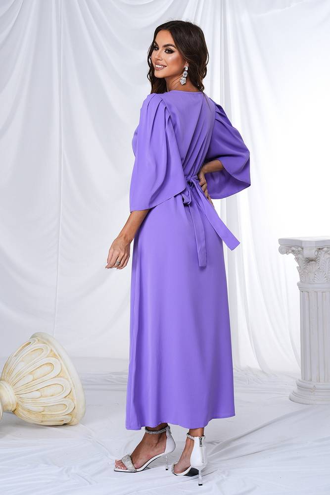 Purple Ankle-Length Half Sleevs A-Line Evening Dresses