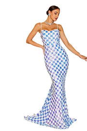 Sequined Spaghetti Straps Mermaid Long Prom Evening Dresses