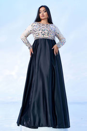 Plus Size A-Line Jewel Neck Long Sleeves Evening Dresses