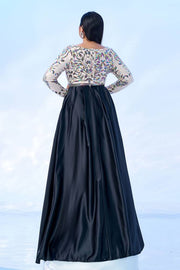 Plus Size A-Line Jewel Neck Long Sleeves Evening Dresses