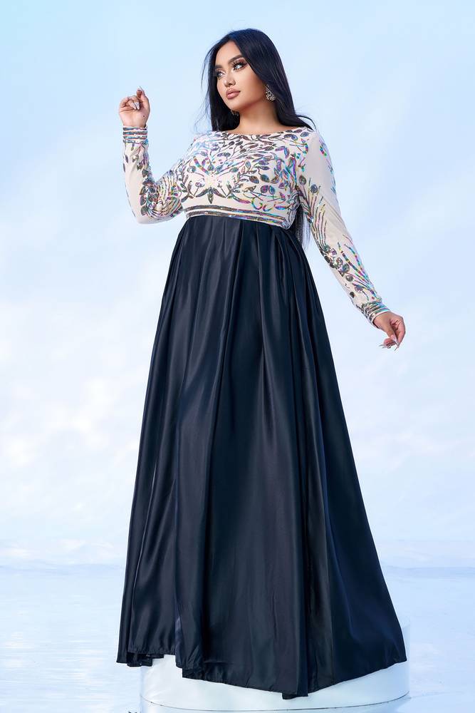 Plus Size A-Line Jewel Neck Long Sleeves Evening Dresses