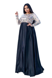 Plus Size A-Line Jewel Neck Long Sleeves Evening Dresses