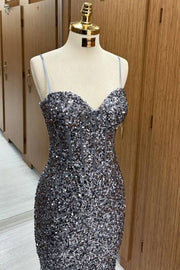 Fashionable Sequined Sweetheart Spaghetti Straps Mermaid Prom Dresses