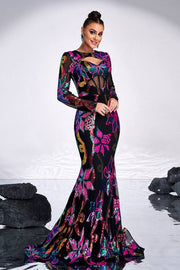 Sequined Mermaid Long Sleeves Evening Dresses