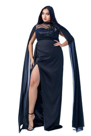 Black High Neck Mermaid Evening Dresses with Slit