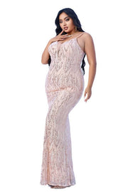 Plus Size Spaghetti Straps Mermaid Sequin Evening Dresses