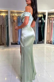 Chic Floor-Length Mermaid Off-The-Shoulder Formal Dresses with Slit