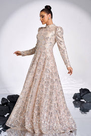 High Neck Long Sleeves A-Line Sequin Evening Dresses