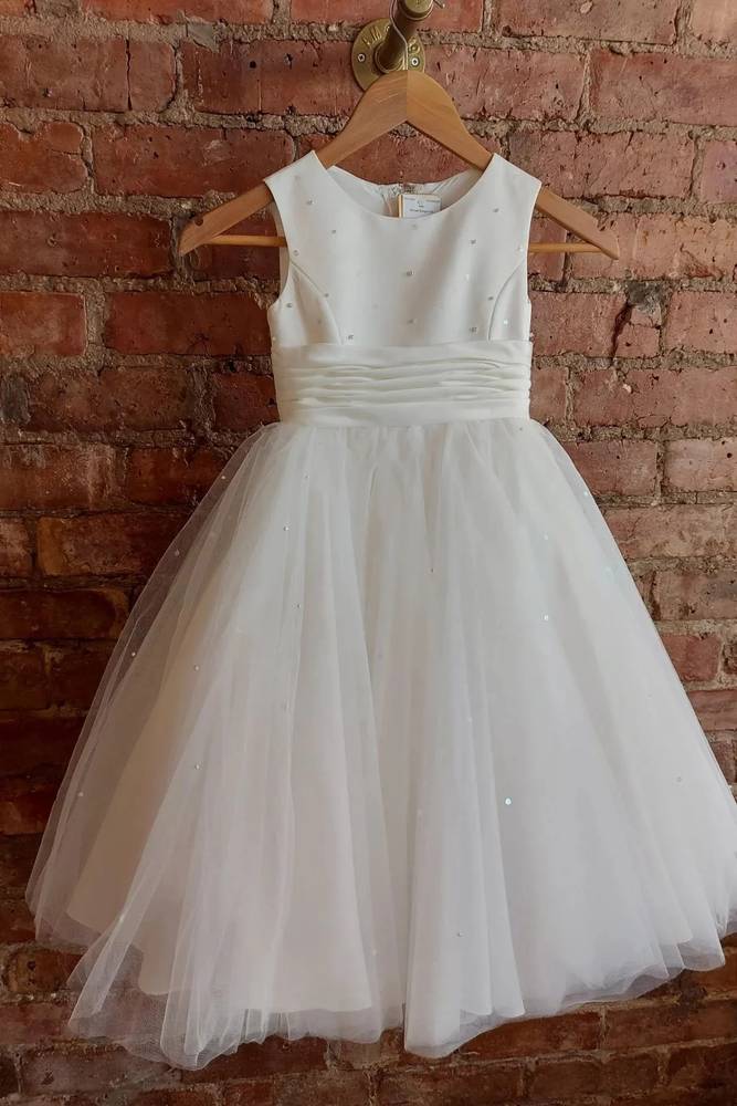 Jewel Neck A-Line Tulle Flower Girl Dresses with Beads