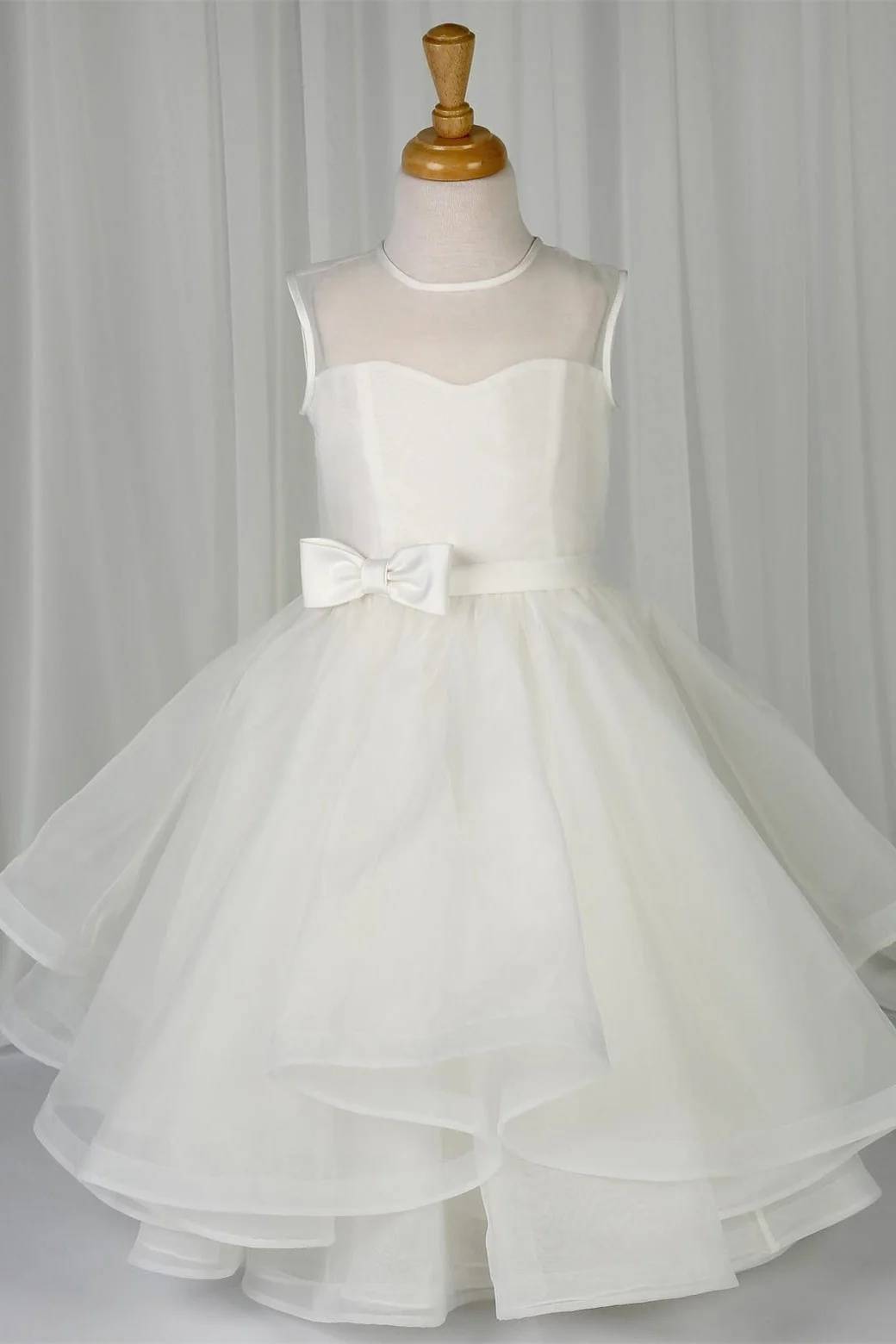 Floor-Length Crew Neck Flower Girl Dresses with Bow