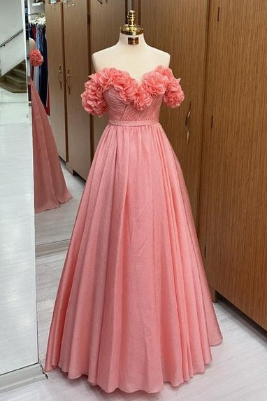 Exquisite Strapless Sweetheart Floor-Length A-Line Tulle Prom Dresses with Flowers