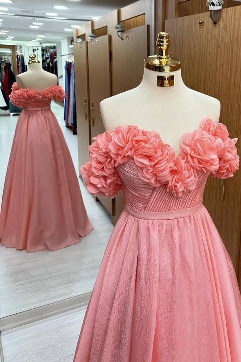 Exquisite Strapless Sweetheart Floor-Length A-Line Tulle Prom Dresses with Flowers